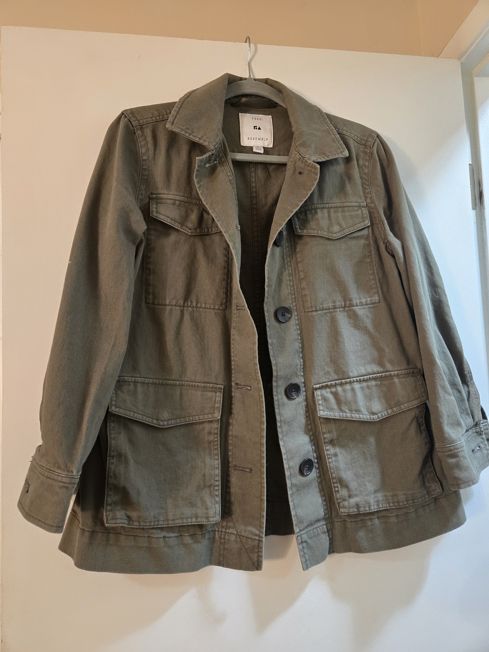 Women's Olive Utility Jacket with Button Front